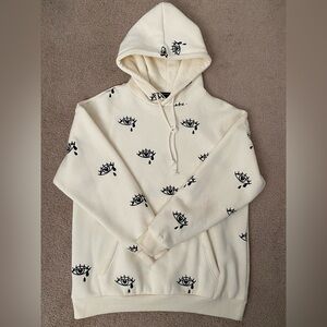Forever 21 Cream Hoodie with Black Eye Print